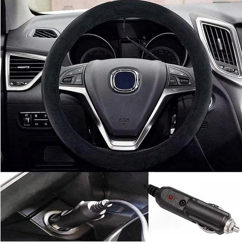 Car Steering Wheel Cover Heated Universal Motor Trend Tangle Free Design Warming - Foto 6 di 19