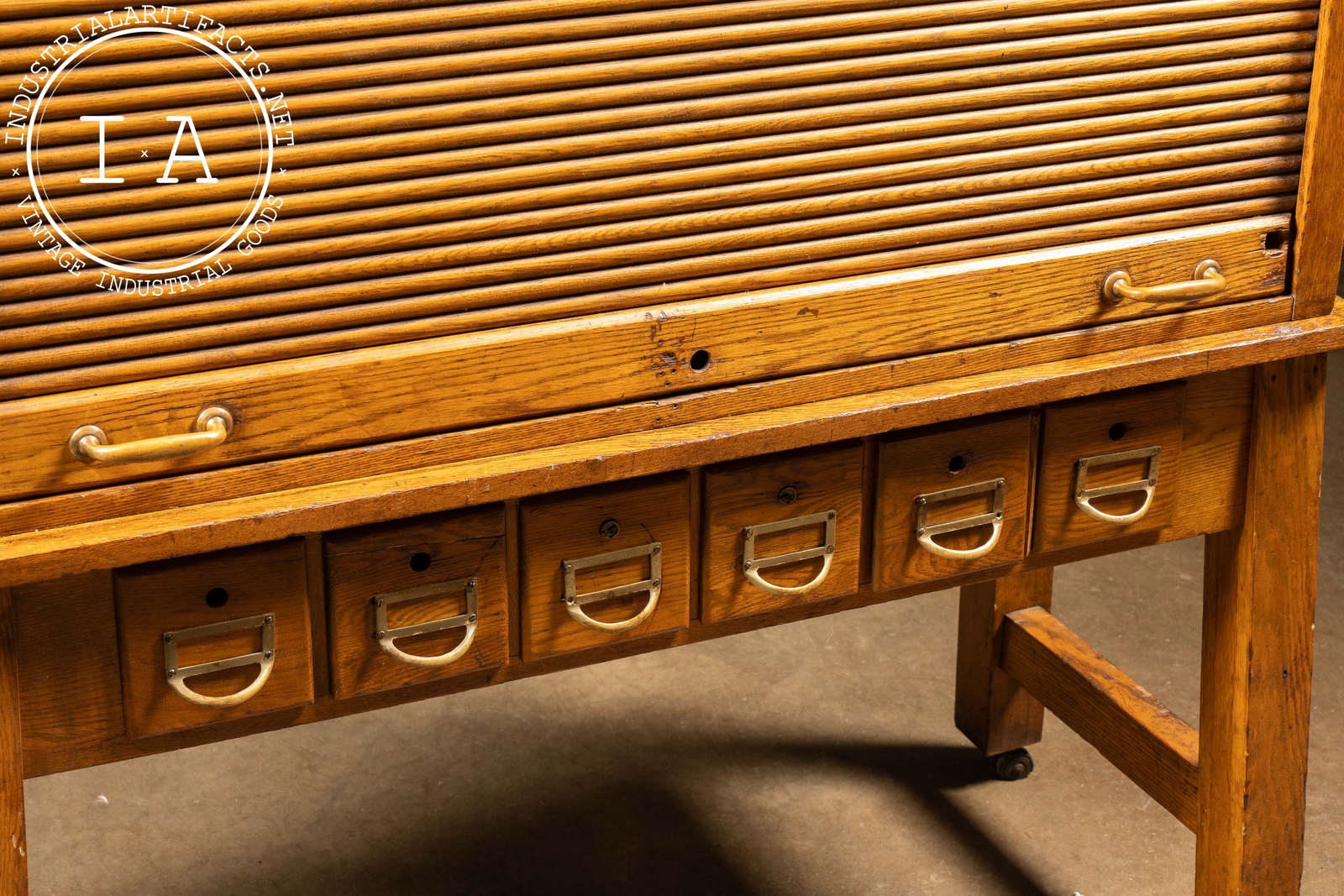 Vintage Tambour Door Laboratory Cabinet