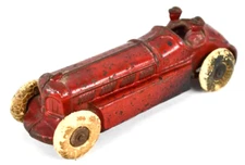 AC Williams Race Car Cast Iron Red Boat Tail Race 7"
