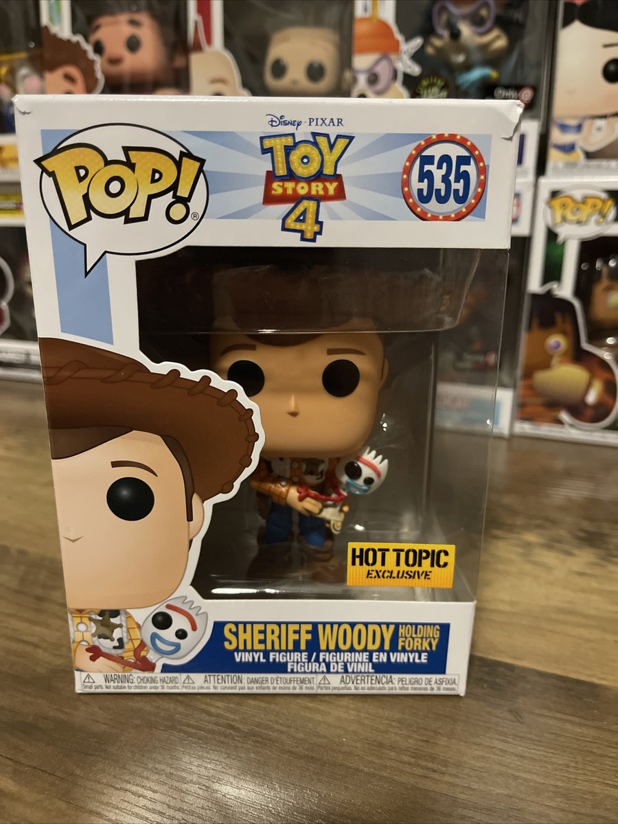  POP! Funko Disney Pixar Toy Story 4 Sheriff Woody Holding FORKY  Vinyl Exclusive #535 : Toys & Games