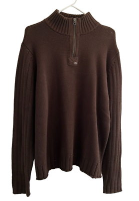 VTG 90's Polo Jeans Co. Ralph Lauren Cable Knit Brown 1/4 Zip