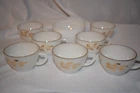 Vintage Federal White Milk Glass Meadow 8 Piece Set Tea Cups Bowl Heat Proof