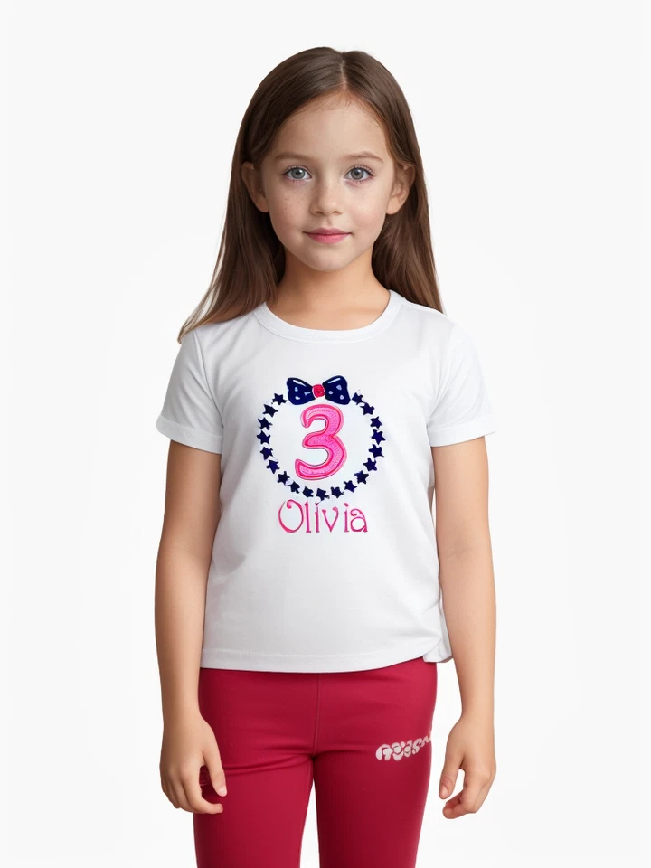 Custom Embroidery Glitter T-Shirt for Girls Personalized Kids Sparkle Tee - Image 2 of 4