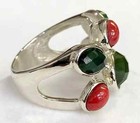 HSN Jay King Sterling Silver Pink Thulite & Green Jade Cluster Ring Size 6 — photo 3