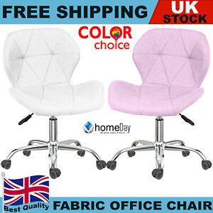 Cushioned Office Chair Computer Desk Chrome Legs Lift Swivel Adjustable UK STOCK