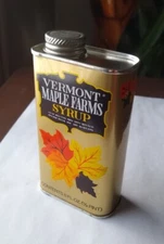 Maple Syrup Can Vermont Maple Farms 1/2 Pint Size NOS 1970s Vintage  Advertising