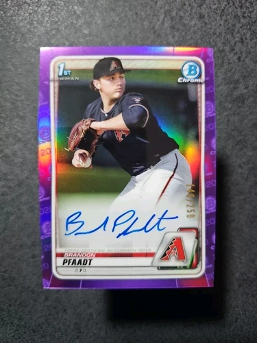 2020 Bowman Chrome Draft Brandon Pfaadt Purple Refractor Auto /250 Autograph 1st