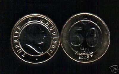 TURKEY 50 KURUS NEW 2005 x 100 Pcs Lot BI METAL ATATURK UNC COIN MONEY CURRENCY 