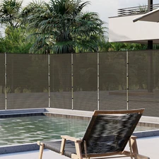 6FT Outdoor Fence with Stainless Steel Pole Privacy Fence Yard Pool Safety Brown