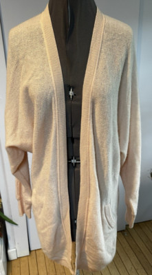 Claudia Nichole women size S/P pink cashmere long sleeve open cardigan sweater