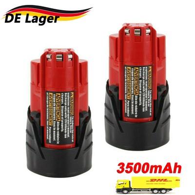 2X NEU Akku für Milwaukee M12 C12B 12Volt LITHIUM 3,5Ah 48-11-2420 48-11-2411 DE
