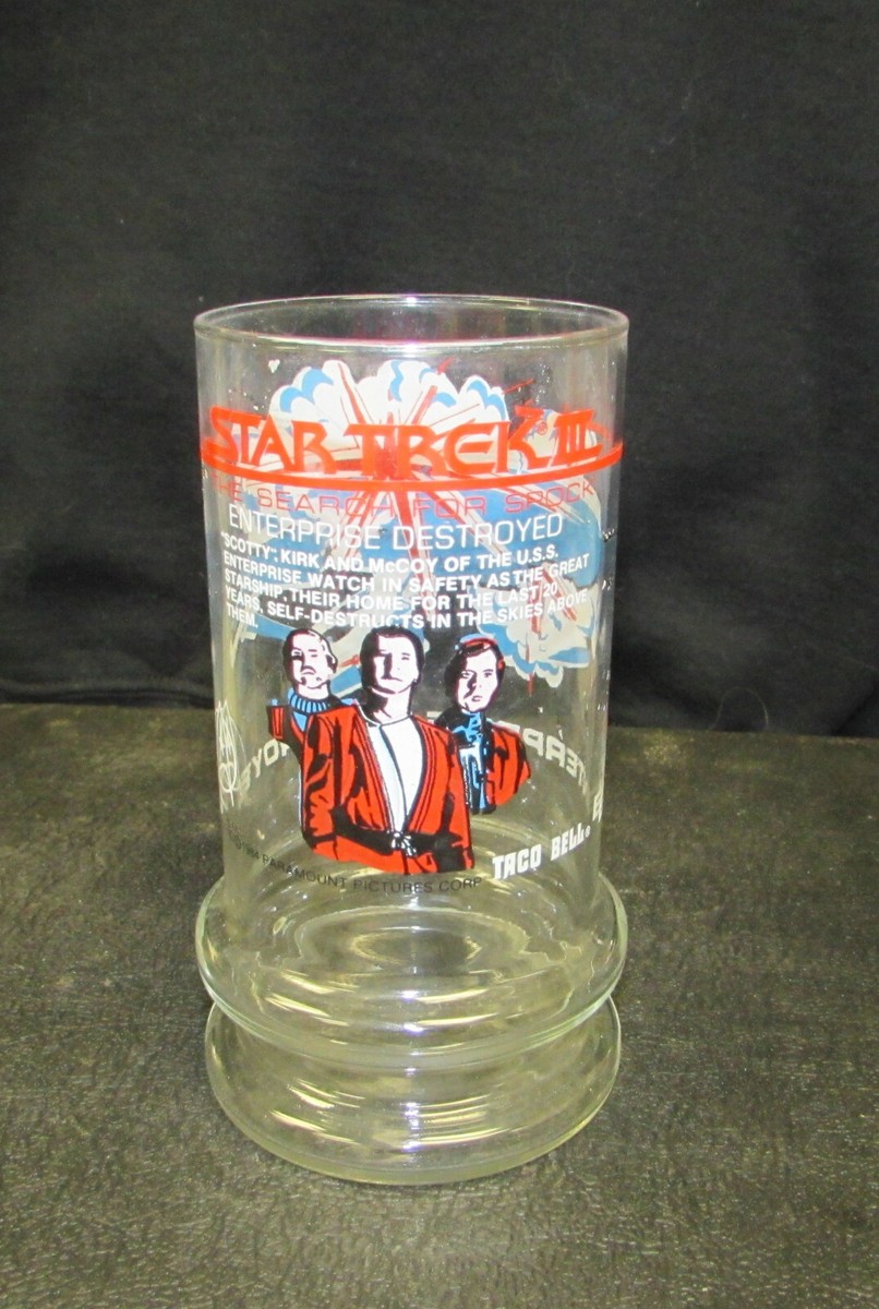 Star Trek III Enterprise Destroyed Taco Bell Glass Vintage 1984
