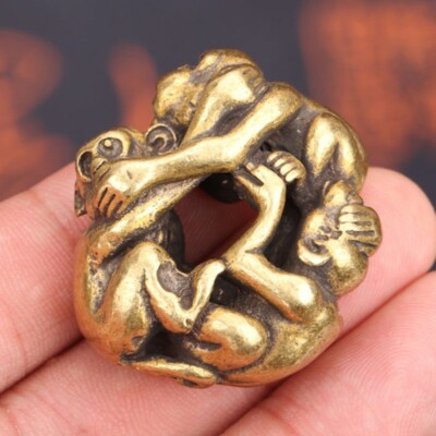 Brass Funny Three Monkeys Ornament No See No Listen No Say Monkey Figurine Craft