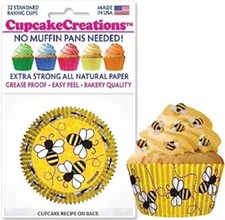 Bees Cupcake Baking Cups 2" XStrong Honey Bees All Natural Paper Made in USA