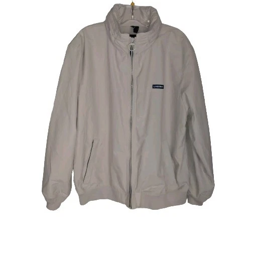 Lands End ivory Mesh Lined Jacket Mens XL 46-48 Bomber Coat Nylon