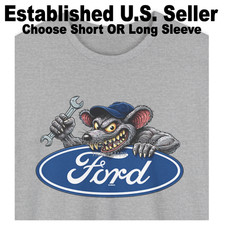 Digirods Rat Rod Ford Engine Repair Mechanic Logo Cartoon Car T Shirt