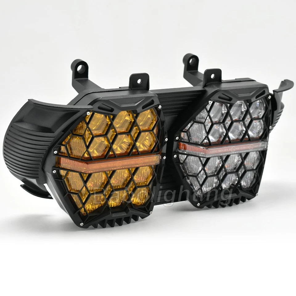 Faro doble LED ámbar + transparente DRL para Harley Davidson Road Glide 2015-2023 Foto 4 de 4