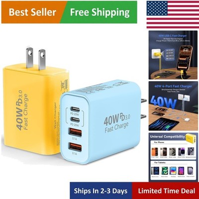 Universal 40W USB C Charger   4-Port Adapter for iPhone, Galaxy, iPad & More