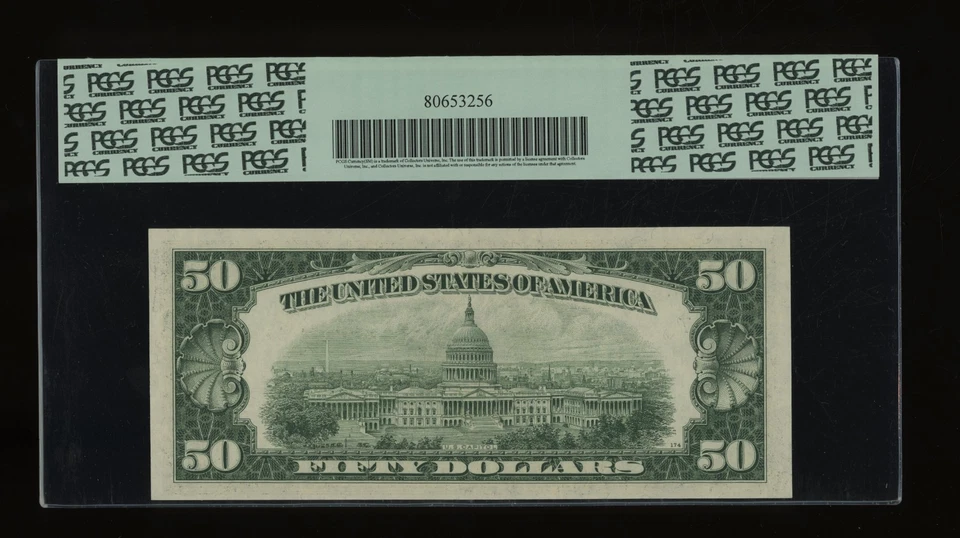 DBR 1950-E $50 FRN Chicago Fr. 2112-G PCGS 63 PPQ Serial G17496185A - Image 2 of 2