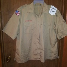 Boy Scout BSA, Official Leader Uniform Shirt, Ladies Plus 42/44 poly/cotton EUC