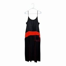Tory Burch Veronica Maxi Dress Silk Satin Lace Detail Size 6/8 See Measurements