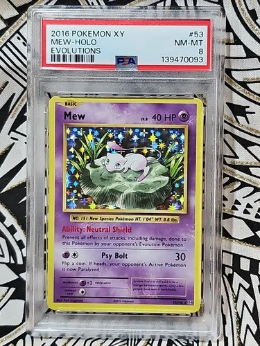 Mew 2016 Pokemon XY Evolutions #53 Holo PSA 8 NM-MINT FREE SHIPPING (093)