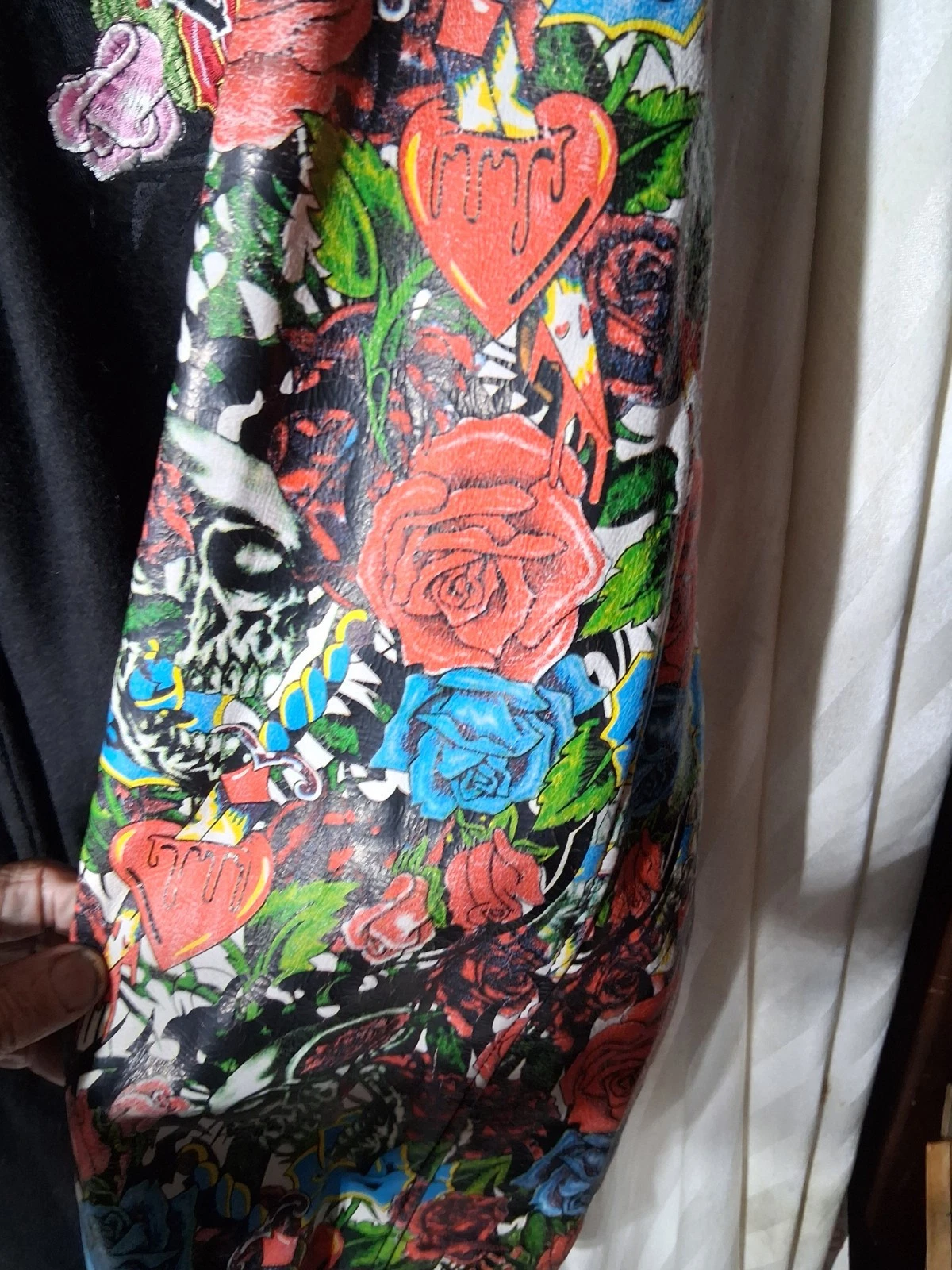 Kanji Jeans Men's Jacket Size 4XL Black Embroidered Wool Leather Vintage Unused - product detail image 3