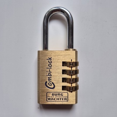 Burg Wächter Zahlenschloss Combi Lock 80 40 M 4-stellig Messing Langbügel NEU