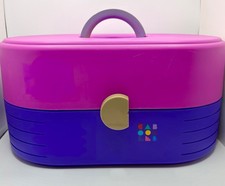 Caboodles Makeup Organizer Case 2642 Pink/Purple 90  s Retro w/ Mirror Made USA