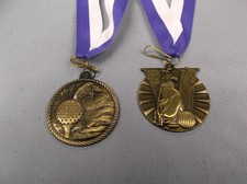 Mixed Lot of 2 Golf Medals 2 Gold Two Unique Styles Awards, Gifts