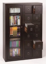 Leslie Dame  GL06-0518 Espresso Multimedia CD DVD VHS Cassette Storage Cabinet