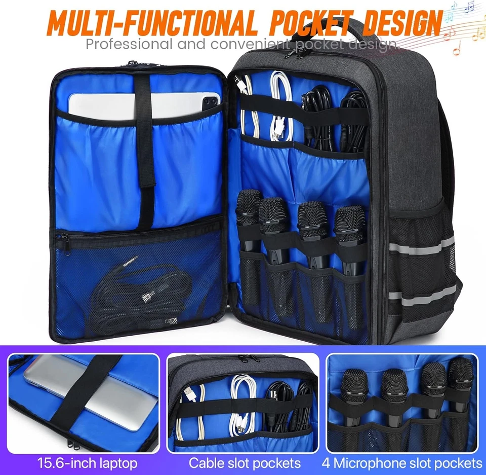 Professional Recording & DJ Mixing Backpack Audio Equipment Bag Travel Gear Case - Image 3 of 4