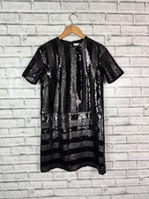 & And Other Stories Black Sequin Mini Shift Party Glam Dress - Size 36 / UK 8-10