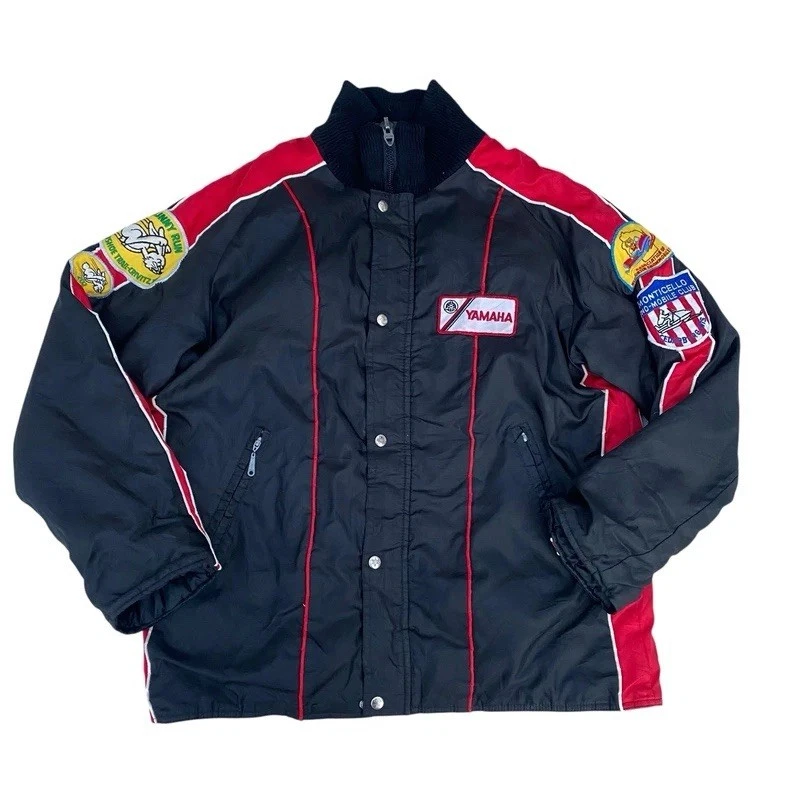1980s Yamaha Racing Vintage Jacket with Snow Mobile USA Patches Size Large (L)