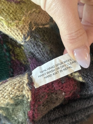 Tara Handknits Sweater Women’s Handspun Wool Nepal Floral Cottage Core Vintage - Picture 9 of 11