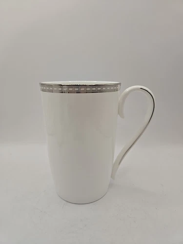 Lenox Murray Hill Accent Coffee Cup Tall RARE Discontinued Platinum Geometric
