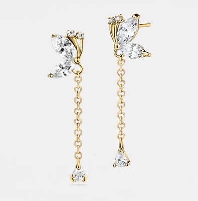 0.2CT Marquise Cut Lab Grown Diamond Perimade Butterfly Earrings 14k Yellow Gold