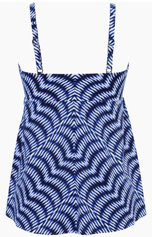 MIRACLESUIT Size 14 Hypnotique Kami Tankini Top Blue White Swimwear Slimming NEW - Image 4 of 4