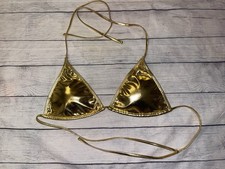 Womens Small Gold String Bikini Top NEW