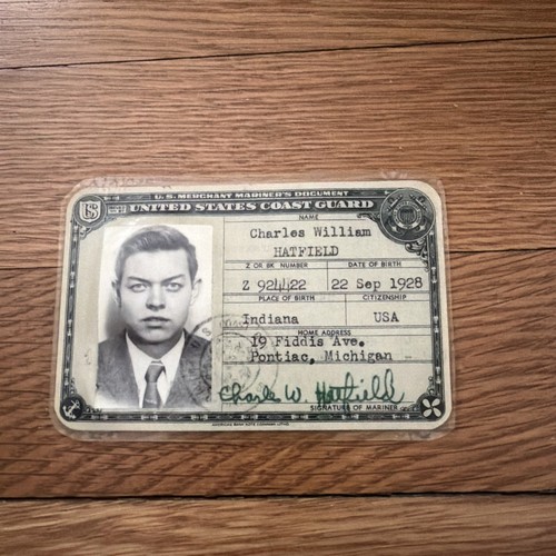 1948 US Coast Guard Seaman ID Card Coalpasser Wiper Messman Detroit Michigan