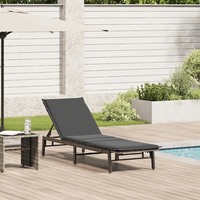 Sonnenliege Poly Rattan Hellgrau Mit Auflage FüR Garten Terrasse Balkon