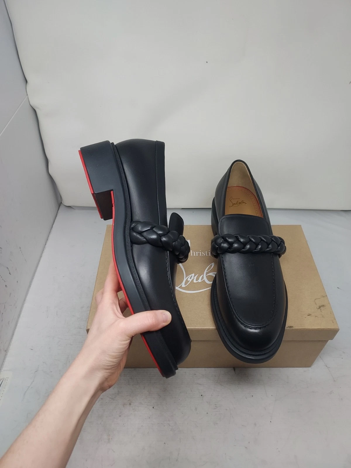 Christian Louboutin — Christian Louboutin EU 45.5 US 12.5 NEW MENS Black Leather Braid Urbino Loafer
