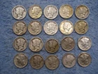 20 SILVER MERCURY DIMES WITH DATES   lot m