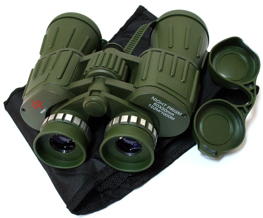 Perrini 60x50 Green Army Binoculars with Day & Night Prism + Case - Image 2 of 4