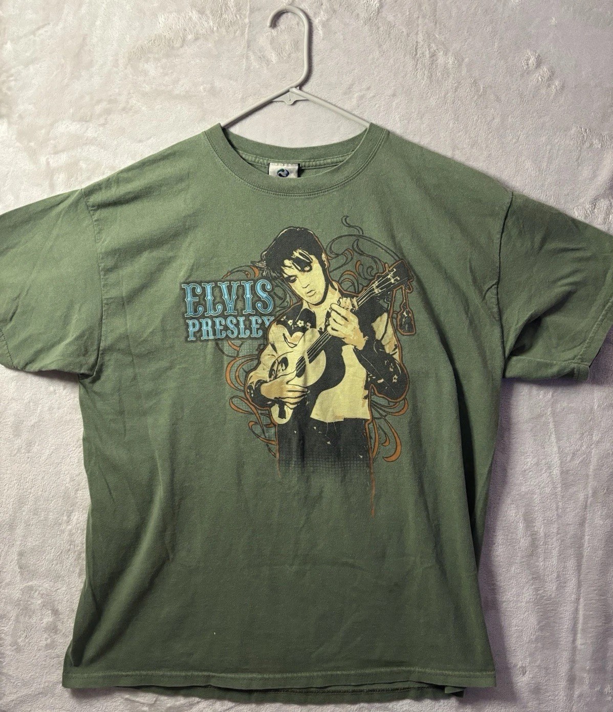 Liquid Blue Elvis Presley T Shirt Men’s XL Green Graphic Rock Band Tee Y2K