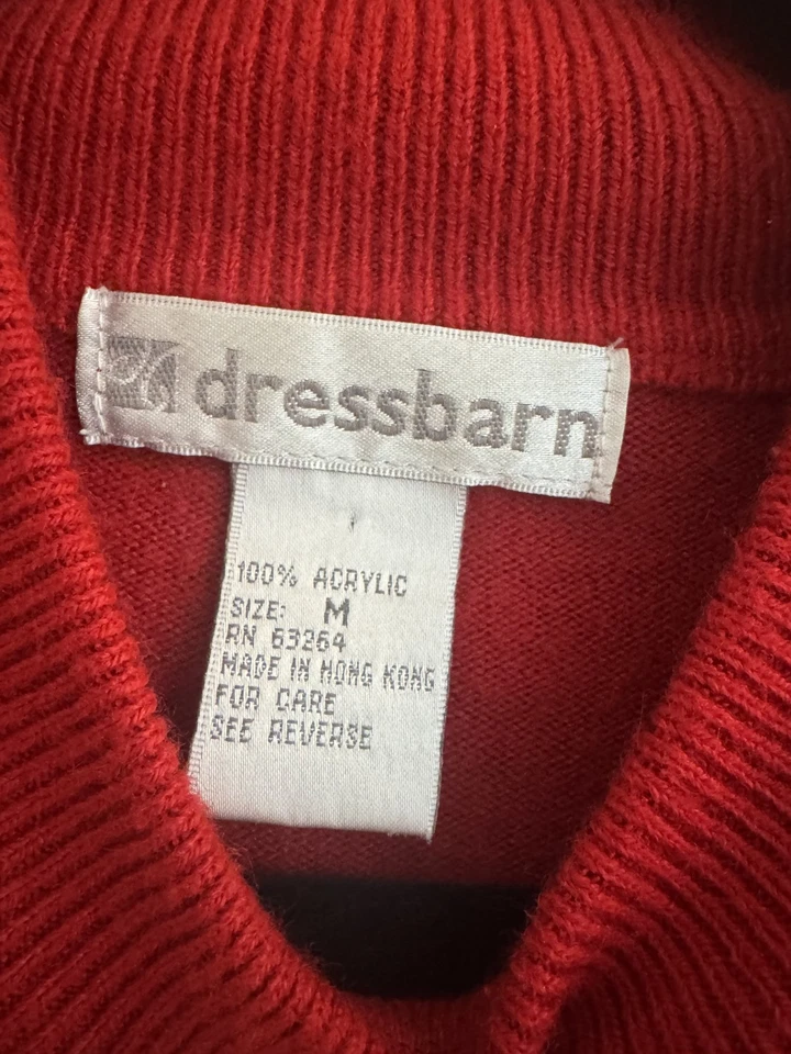 Vtg Women's Sz Med Red Dressbarn Mock Neck Sweater Holiday Christmas Classic - Image 4 of 4