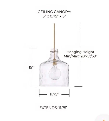 HomePlace by Capital Lighting 1 Light Pendant, Aged Brass - 325717AD - Picture 2 of 4