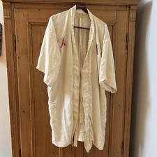 vintage cream 100 silk kimono with dragon embroidery, made in Japan, one size