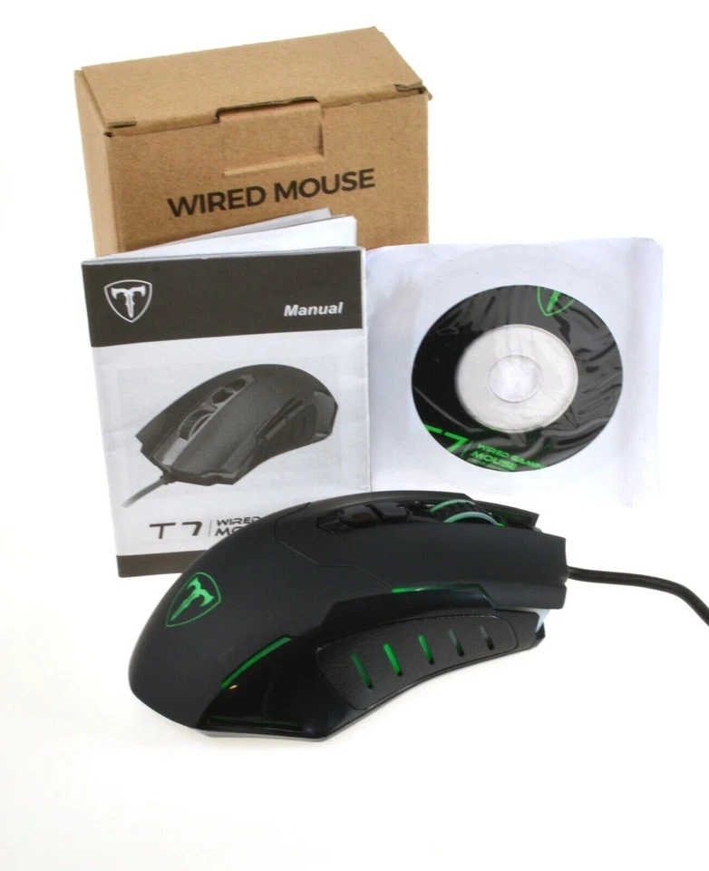 Wired Game Gaming Mouse T7 7200 DPI Optical RGB Light 7 Programmable Buttons - Image 3 of 4
