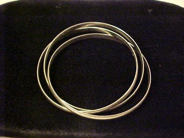 3 Silver - Plate Interlocking Bangle Bracelets Si… - image 2